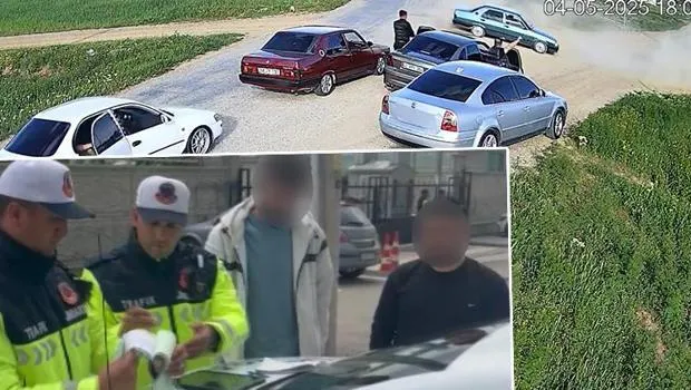 Şehir magandaları yolu kapatıp drift attı!