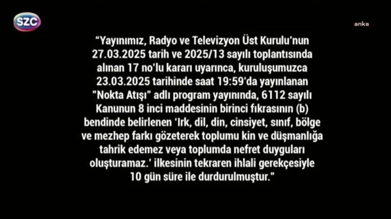 Sözcü TV Ekranı Karardı! RTÜK Cezası Şoku!